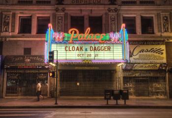 Palace Theatre, Los Angeles, Los Angeles: Downtown: Marquee from across street