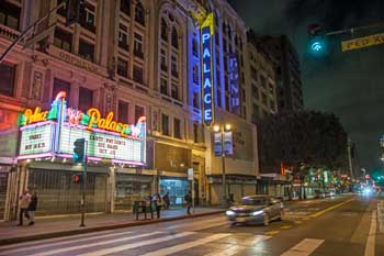 Palace Theatre, Los Angeles, Los Angeles: Downtown: Marquee on Broadway in late 2018