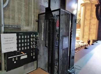 Royce Hall, UCLA, Los Angeles: Greater Metropolitan Area: Stage Left patch panel...with attached amusement