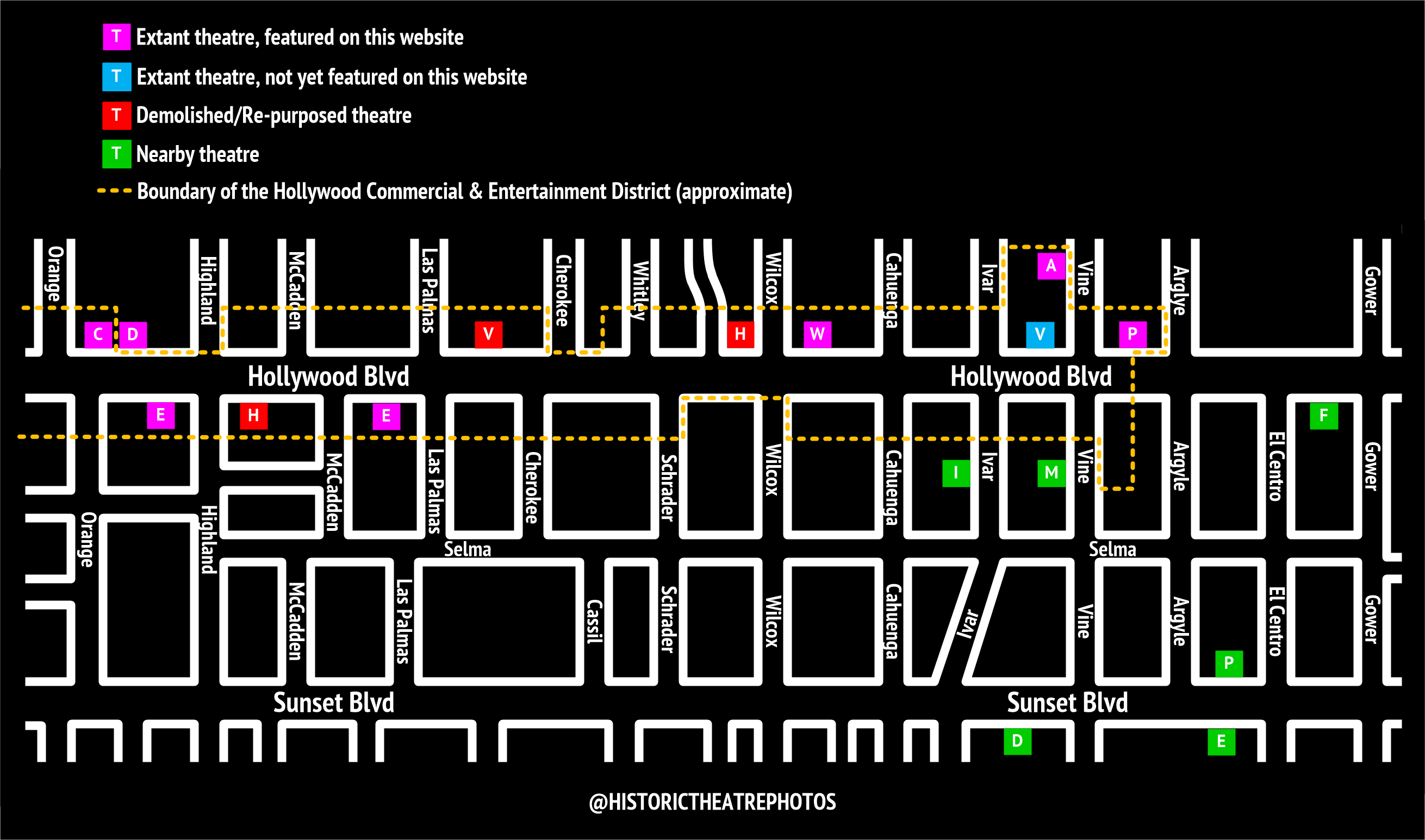 Map of the Hollywood Commerical & Entertainment District