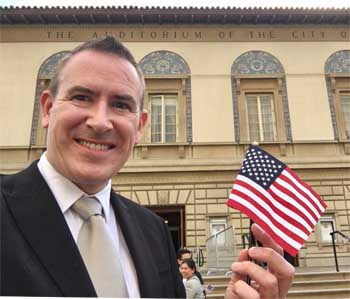 Mike’s Citizenship Ceremony on 21st November 2019 outside the Pasadena Civic Auditorium