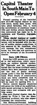 Opening date reported in the 17th January 1928 edition of <i>The Rockford Morning Star</i> (580KB PDF)