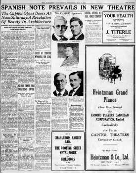 News of the theatre’s completion nearing, as printed in the 9th May 1929 edition of <i>The Saskatoon Star-Phoenix</i> (1MB PDF)