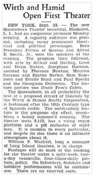 Review of the theatre’s opening, dated 22nd September 1928, courtesy Cinema Treasures user <i>Comfortably Cool</i> (140KB PDF)