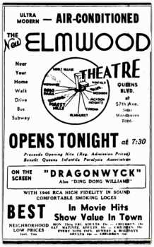 Reopening the theatre as the <i>Elmwood Theatre</i> on 9th August 1946, courtesy Cinema Treasures user <i>Comfortably Cool</i> (110KB PDF)