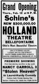 Grand Opening ad, as printed in the 11th February 1931 edition of <i>The Urbana Daily Citizen</i> (330KB PDF)