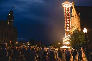 Holland Theatre: Exterior signage re-lighting celebration, late July 2025