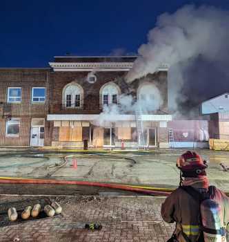 Building fire in the early hours of 8th April 2024, courtesy <i>The Pas Fire Department</i> (JPG)