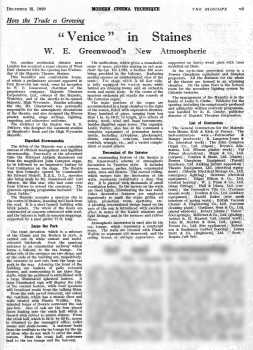 News of the new theatre, as printed in the 18th December 1929 edition of <i>The Bioscope</i> (1.5MB PDF)