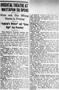 News of the theatre’s opening, as printed in the 25th October 1930 edition of <i>The Boston Globe</i> (460KB PDF)