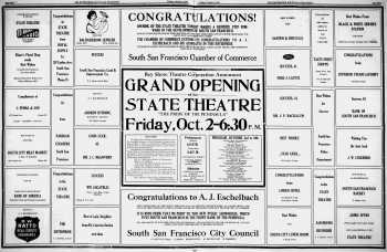 Theatre ads as printed in the 2nd October 1931 edition of <i>The Enterprise and the South San Francisco Journal</i> (620KB PDF)