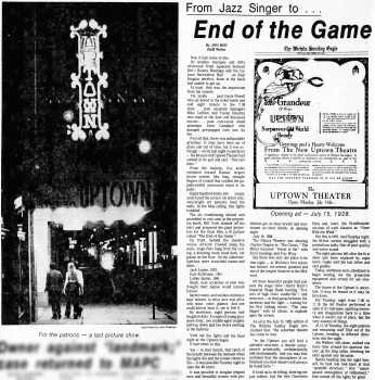 News of the New Uptown Theatre’s closing, as printed in the 14th July 1976 edition of <i>The Wichita Beacon</i> (3.1MB PDF)