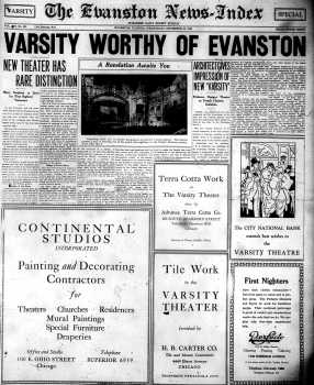Pre-opening full page feature as printed in the 22nd December 1926 edition of <i>The Evanston News-Index</i>, digitized by, and reproduced with kind thanks to, the Evanston Public Library (3.4MB PDF)