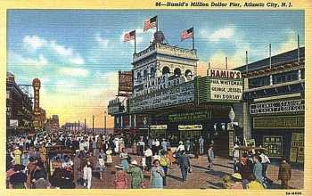 Colorized postcard of the exterior, likely in 1929, courtesy Cinema Treasures user <i>RickyRialto</i> (JPG)