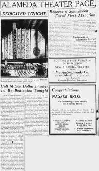 News of the theatre’s opening, as printed in the 16th August 1932 edition of the <i>Oakland Tribune</i> (570KB PDF)