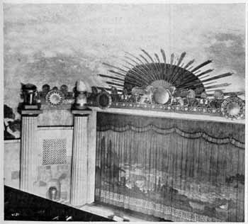Auditorium and house curtain as featured in the 18th February 1928 edition of <i>Motion Picture News</i>, held by the Museum of Modern Art Library in New York and digitized by the Internet Archive (JPG)