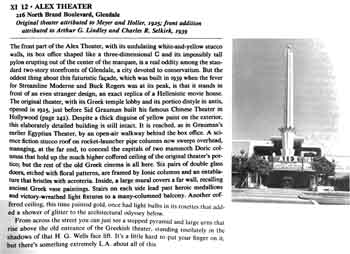 Extract from <i>The City Observed: Los Angeles: A Guide to Its Architecture and Landscapes</i> by C.W. Moore et al, that mistakenly attributes the Alex Theatre to architect firm Meyer & Holler (1MB PDF)