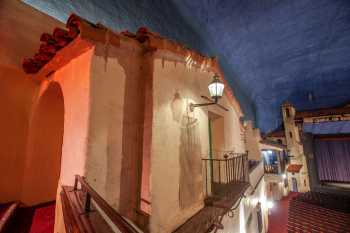 Arlington Theatre, Santa Barbara, California (outside Los Angeles and San Francisco): Balcony Left Buildings Closeup