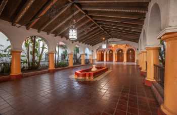 Arlington Theatre, Santa Barbara, California (outside Los Angeles and San Francisco): The Paseo and tiled fountain