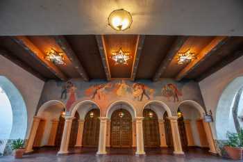 Arlington Theatre, Santa Barbara, California (outside Los Angeles and San Francisco): Loggia from the Paseo