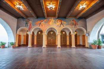 Arlington Theatre, Santa Barbara, California (outside Los Angeles and San Francisco): Loggia from the Paseo