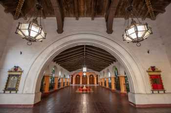 Arlington Theatre, Santa Barbara, California (outside Los Angeles and San Francisco): Vestibule Arch looking into The Paseo