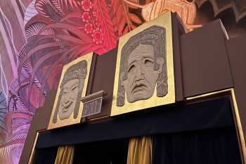 Avalon Theatre, Catalina Island: Comedy & Tragedy Masks above rear entrance doors
