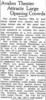 Report of the theatre’s opening, as printed in the 30th August 1927 edition of <i>The Suburbanite Economist</i> (330KB PDF)