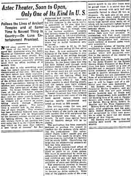 Preview of the Aztec Theatre from the 23rd May 1926 edition of the <i>San Antonio Express</i> (560KB PDF)