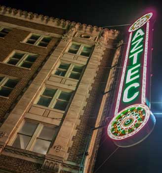Aztec Theatre, San Antonio: Vertical Sign at Night