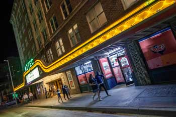 Aztec Theatre, San Antonio, Texas: West Façade at Night