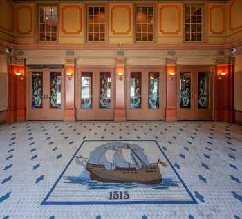 Balboa Theatre, San Diego, California (outside Los Angeles and San Francisco): Mosaic Floor and Entrance Door (Panoramic)