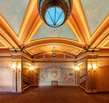 Balboa Theatre, San Diego, California (outside Los Angeles and San Francisco): Balcony Lobby stairs to Balcony (Panorama)