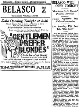 Opening night preview as published in the 1st November 1926 edition of the <i>Los Angeles Times</i> (90KB PDF)