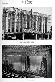 Exterior and interior photos from the January 1928 issue of <i>Architect and Engineer</i>, held by the San Francisco Public Library and scanned/published online by the Internet Archive (PDF)