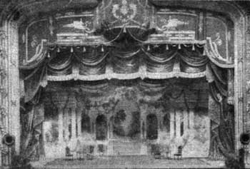 The only known photo of the 1912 Lighting Box, fitted out with carbon arc lamps, located above the Stage in front of the Proscenium Arch (JPG)