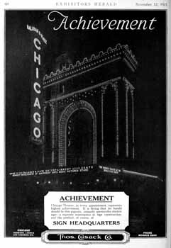 6-page feature on the new theatre, as printed in the 12th November 1921 edition of <i>Exhibitors Herald</i>, held by the Media History Digital Library and digitized by the Internet Archive (3.1MB PDF)