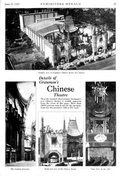 Design details of Grauman’s Chinese Theatre as featured in the 11th June 1927 edition of <i>Exhibitors Herald</i> (1.1MB PDF)