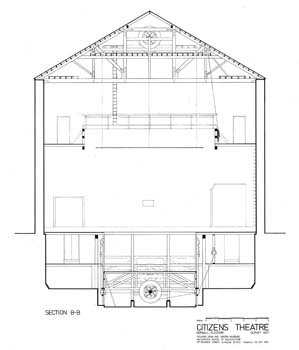 Cross Section of Stagehouse drawn 1977, courtesy Citizens Theatre (JPG)