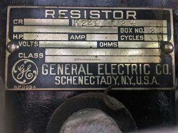 Earl Carroll Theatre, Hollywood: Resistor bank specification plate
