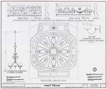 Ford’s New Theatre (1968) reconstructed ceiling detail; courtesy University of Georgia and scanned online by the Internet Archive (JPG)