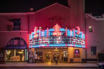 Hanford Fox Theatre: Marquee and Entrance at night