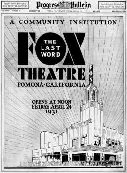 Opening Ad, as printed in the 23rd April 1931 edition of the <i>Progress-Bulletin</i> (JPG)