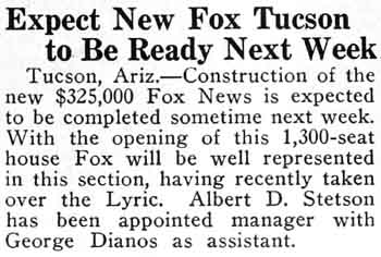 Construction update from the 11th March 1930 edition of <i>The Film Daily News</i> (130KB PDF)