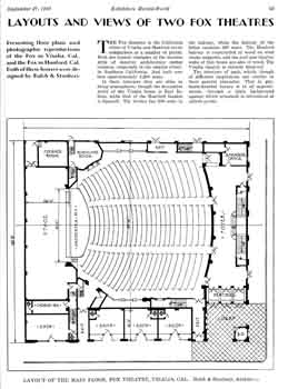 Five-page feature from the 27th September 1930 edition of <i>Exhibitors Herald-World</i> including floorplans and photographs, held by the Library of Congress and digitized by the Internet Archive (3.3MB PDF)