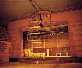 Auditorium of the Visalia Fox in 1998 following removal of the triplex walls, photo courtesy John Slaven (JPG)