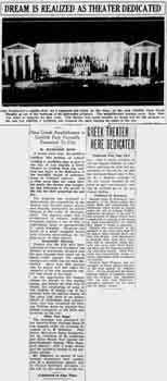 News of the theatre’s dedication, as reported in the 26th September 1930 edition of the <i>Hollywood Daily Citizen</i> (320KB PDF)