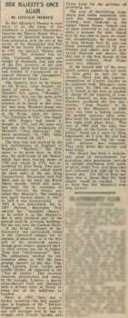 News of the theatre’s renaming as <i>Her Majesty’s Theatre</i>, as reported in the 24th April 1952 edition of <i>The Stage</i> (620KB PDF)