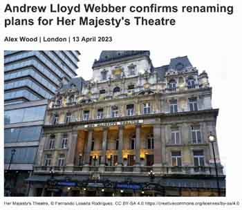 News of the theatre’s renaming as reported by <i>WhatsOnStage.com</i> on 13th April 2023 (1.2MB PDF)