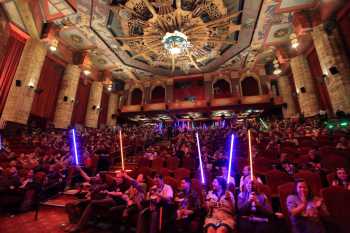 Hollywood Boulevard Entertainment District, Los Angeles: Hollywood: TCL Chinese Theatre: moment of silence for Carrie Fisher at the premiere of <i>Star Wars: The Last Jedi</i>, December 2017